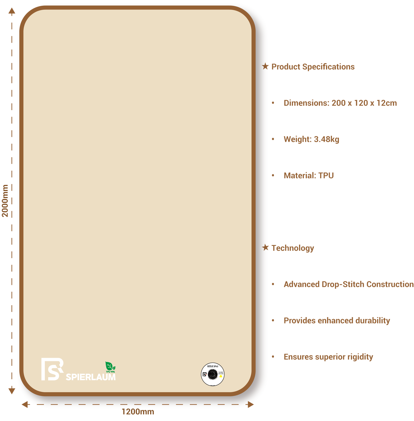 TPU Single Air Mattress 200 x 120 x 12cm