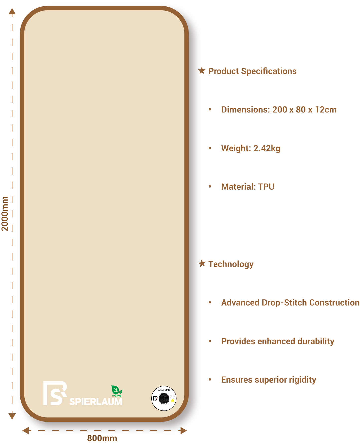 TPU Single Air Mattress 200 x 80 x 12cm