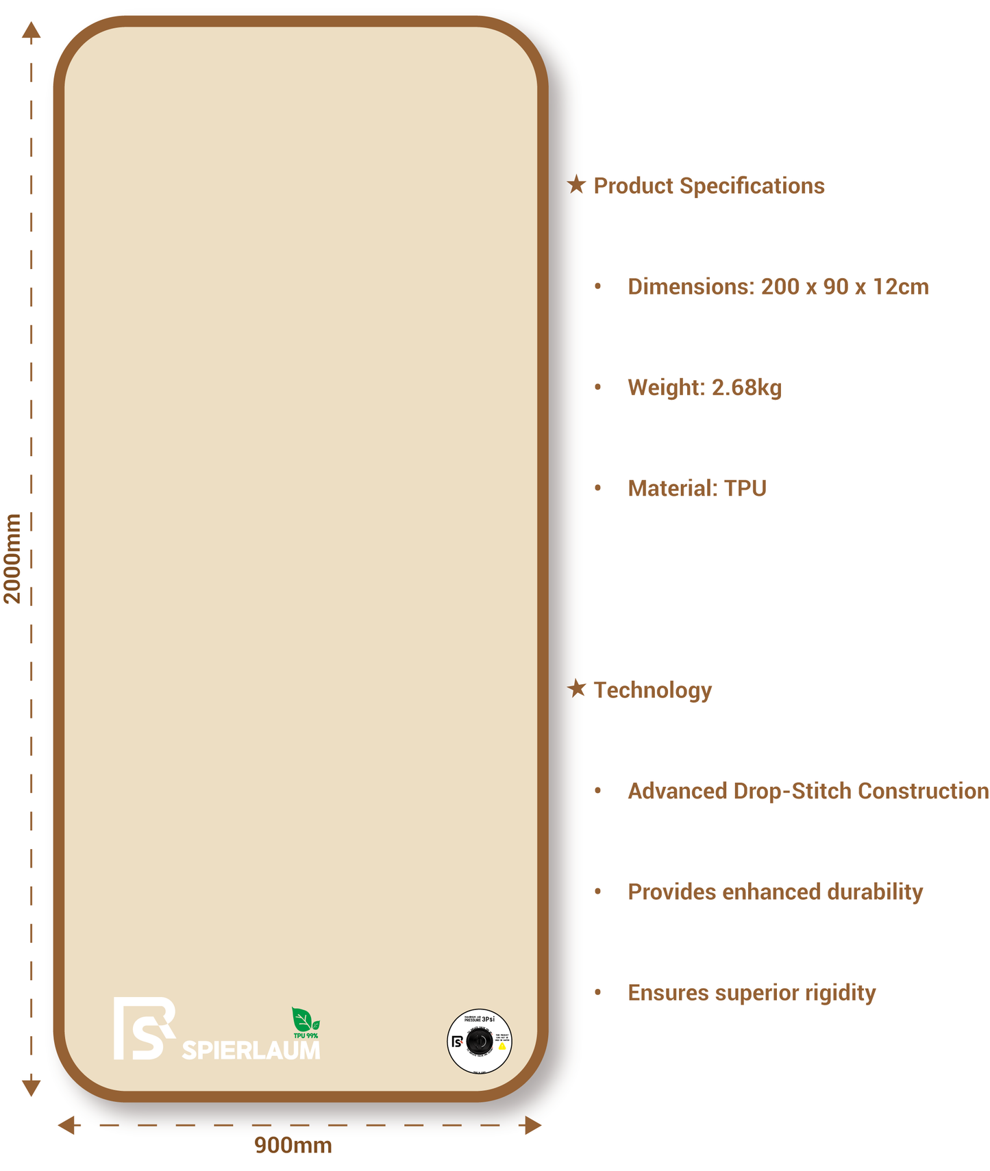 TPU Single Air Mattress 200 x 90 x 12cm